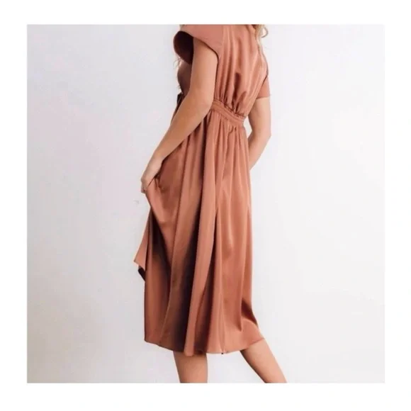 BALTIC BORN Dusty Rose Satin Midi Dress - Picture 5 of 9